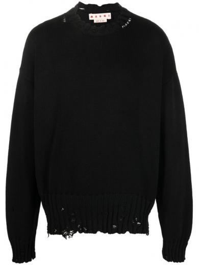 Marni Black Distress-knit Sweater for Men Online USA at Darveys.com