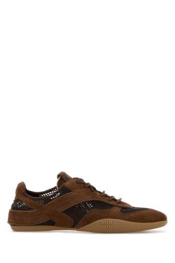 Miu Miu Brown Lace Up Sneakers for Women Online USA at Darveys.com