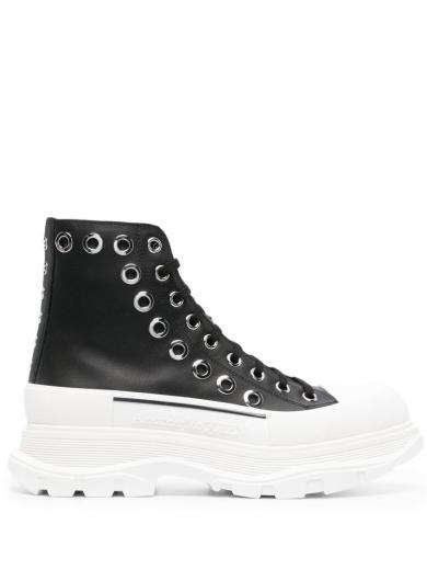 Alexander Mcqueen Black Tread Slick Ankle Boots for Men Online USA